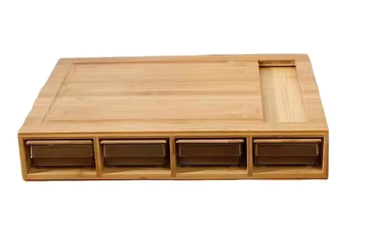 Multifunctional Bamboo Cutting Board with Detachable Storage Containers - Kitchen Organizer for Vegetables, Fruits & Ingredients